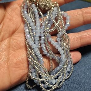 #20 Elegant Blue Beaded Bracelet Witj Magnetic Closure